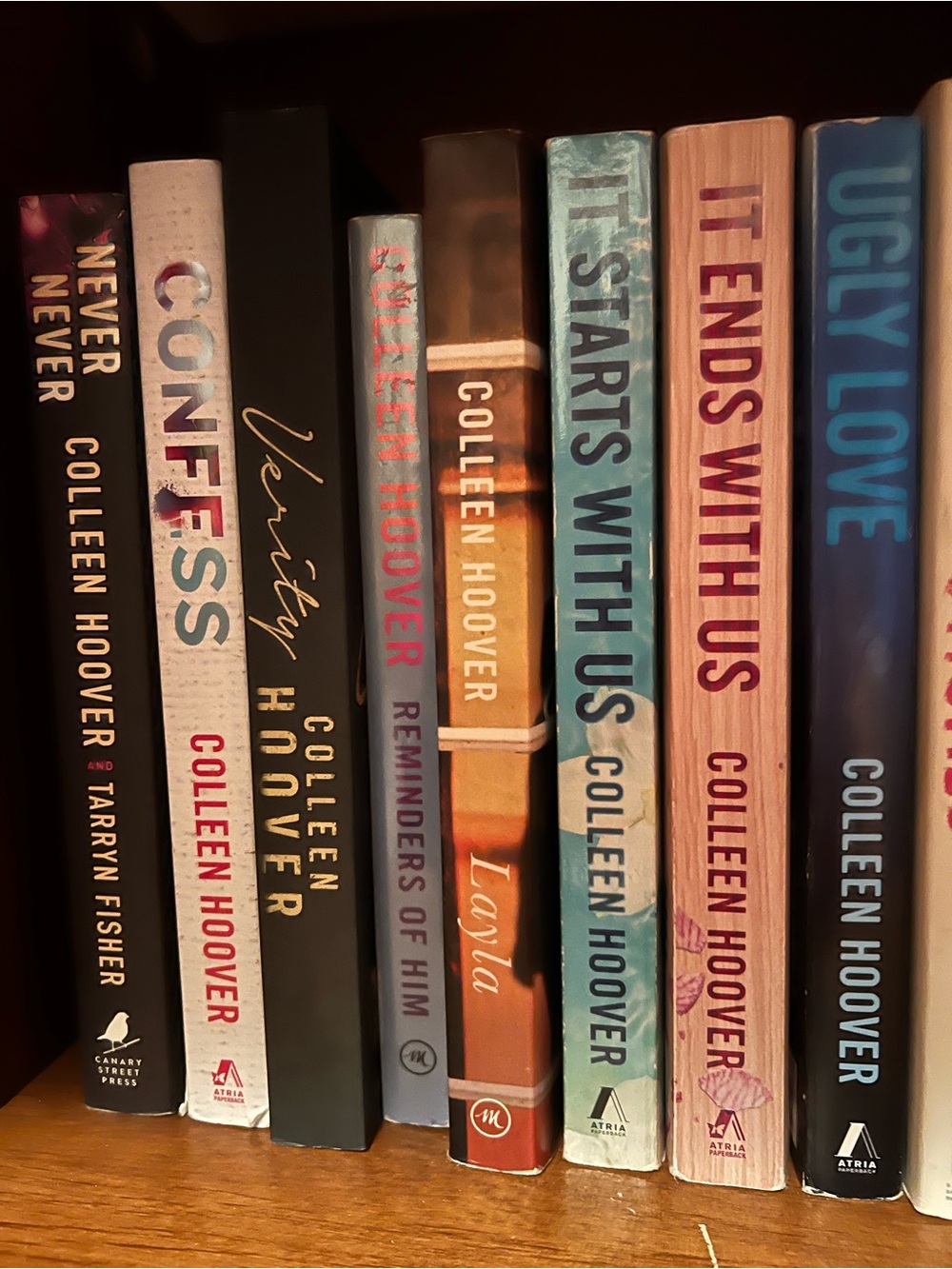 colleen hoover book lot of 8/ starts ends w us/verity/ugly love others VERITY